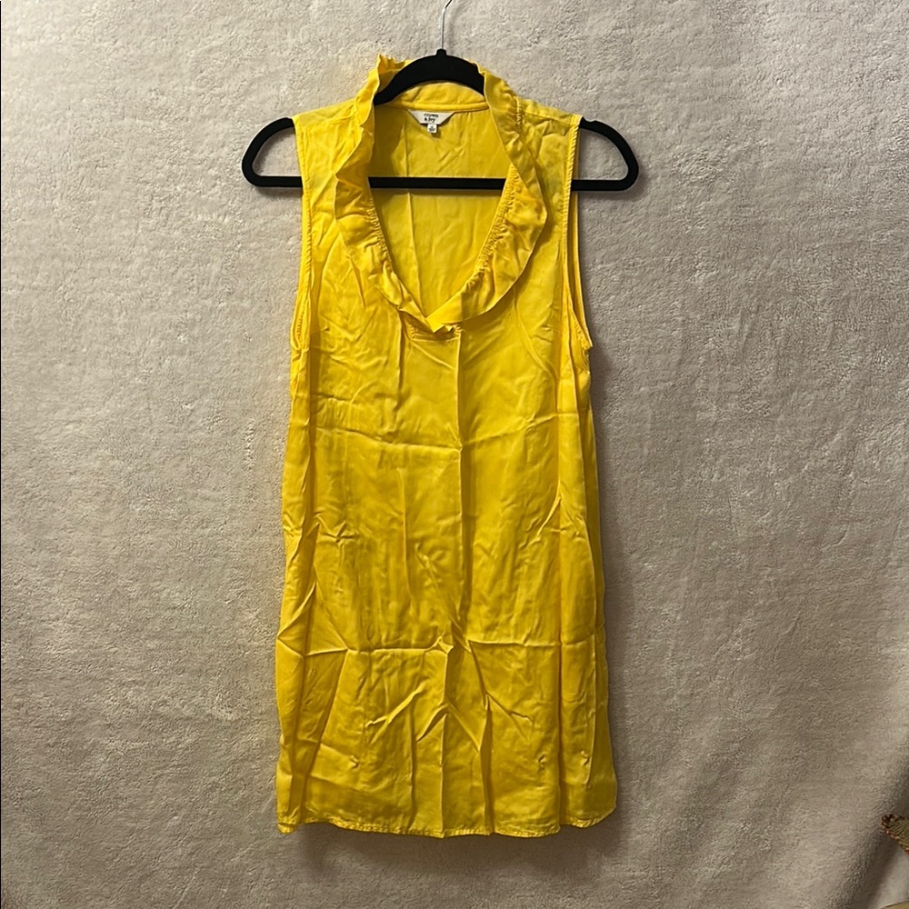 Crown & Ivy Yellow Ruffled Sleeveless Midi Dress w/Pockets